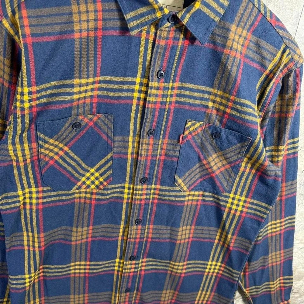 Levis Mens retro Plaid Flannel Western‎ Button Down Shirt Size S #flannel #90s